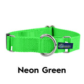 5/8" and 1" Neon Green Nylon Martingale Dog Collar